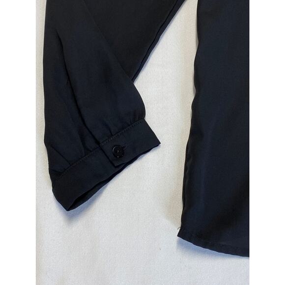 paper crane off shoulder blouse Top chiffon black sz m long sleeve - Picture 5 of 12